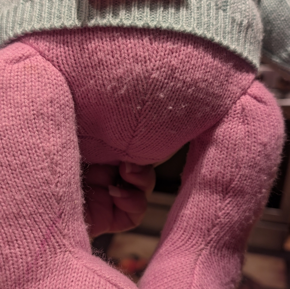 VTG 2004 Ralph Lauren Pink Cable Knit Polo Bear Teal Sweater - Picture 4 of 9